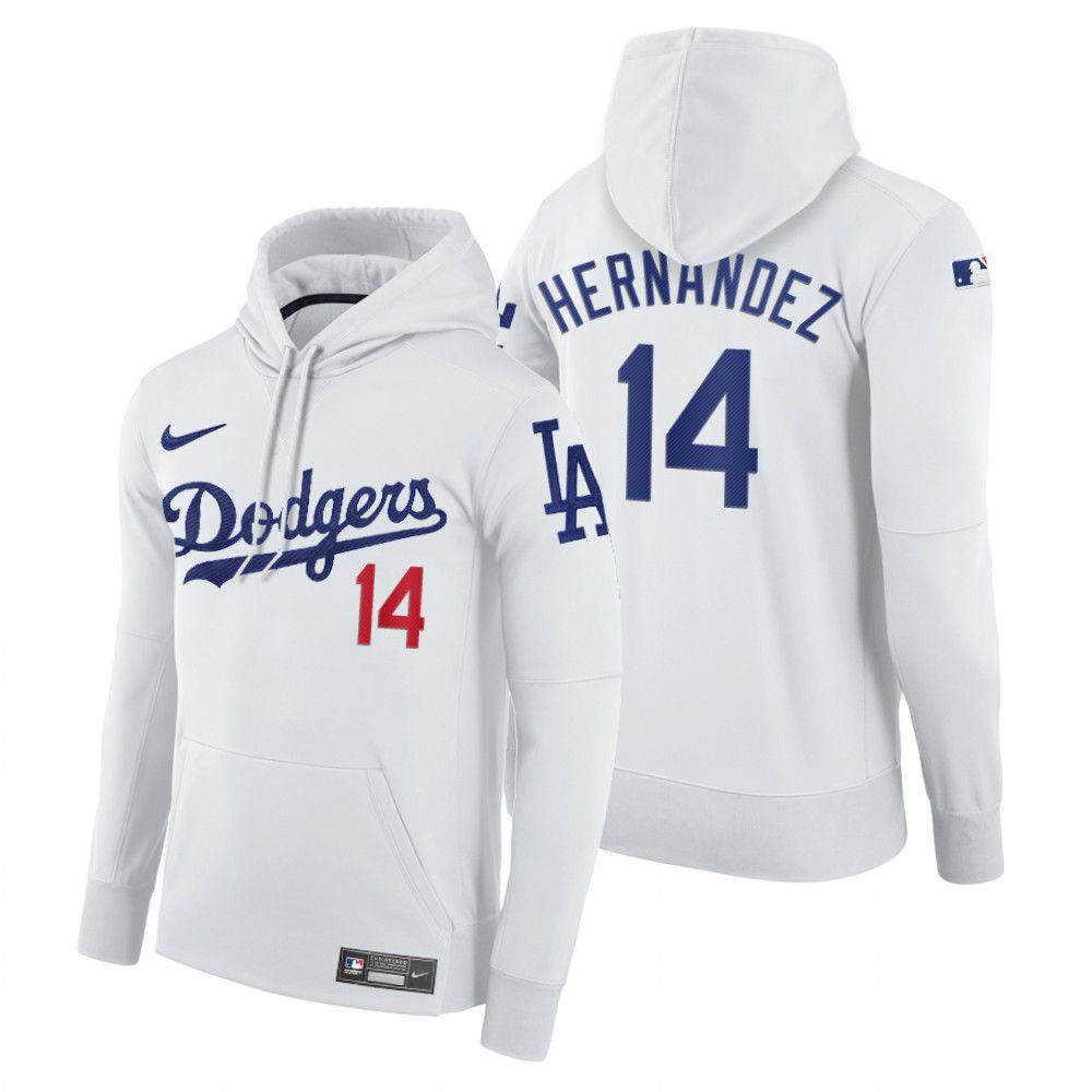 Men Los Angeles Dodgers #14 Hernandez white home hoodie 2021 MLB Nike Jerseys